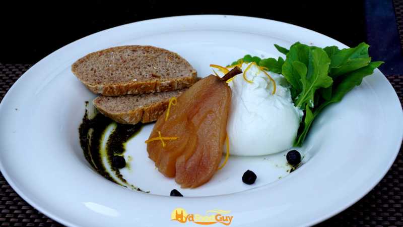 Burrata with Anise-Poached Pears - Deccan Pavilion Burrata with Anise-Poached Pears - Deccan Pavilion
