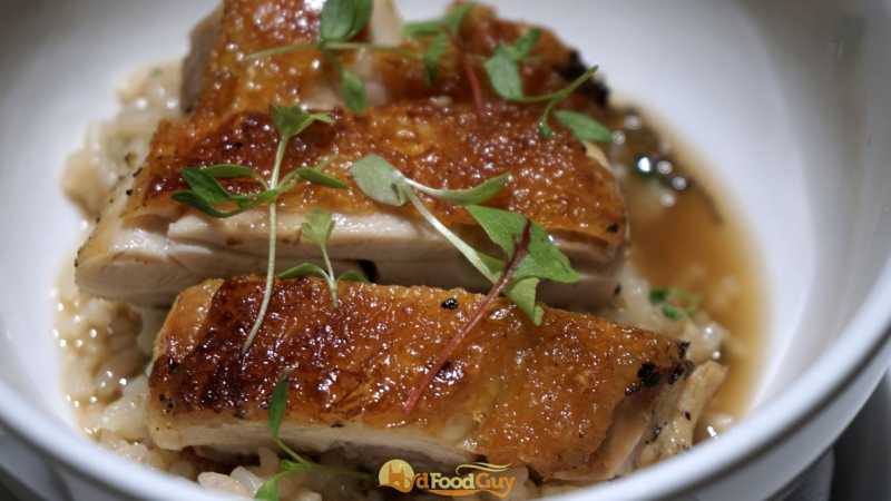 Crispy Chicken Leg with Shrimp Bacon Rice in Soya Broth Crispy Chicken Leg with Shrimp Bacon Rice in Soya Broth