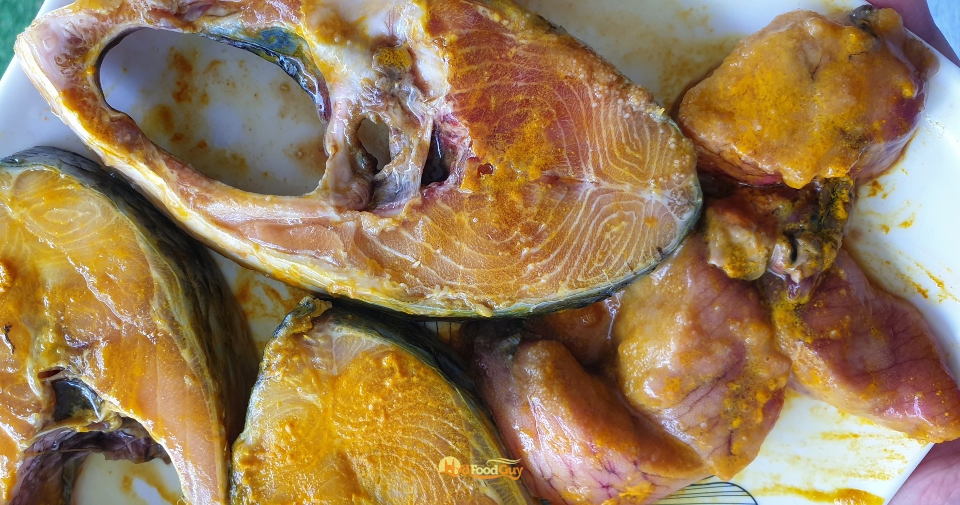 Hilsa Fish with Eggs, Marinated in Turmeric